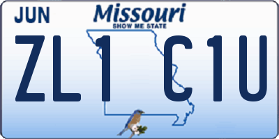 MO license plate ZL1C1U