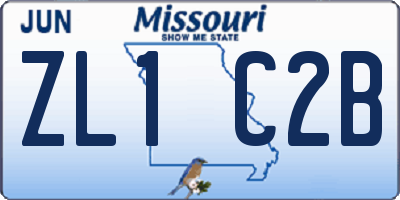 MO license plate ZL1C2B