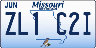 MO license plate ZL1C2I