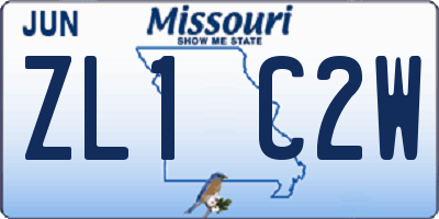 MO license plate ZL1C2W