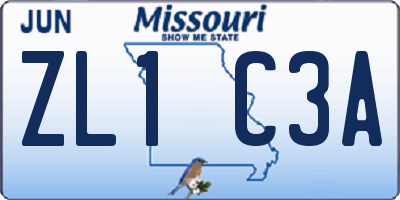 MO license plate ZL1C3A