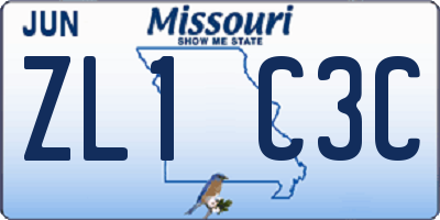 MO license plate ZL1C3C
