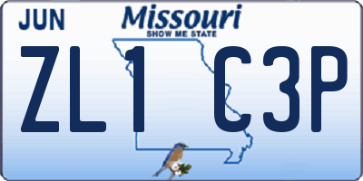 MO license plate ZL1C3P
