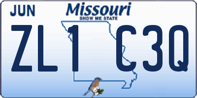 MO license plate ZL1C3Q