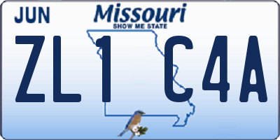 MO license plate ZL1C4A