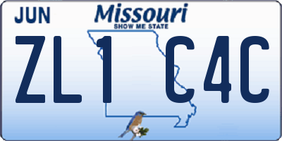 MO license plate ZL1C4C
