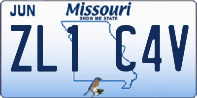 MO license plate ZL1C4V