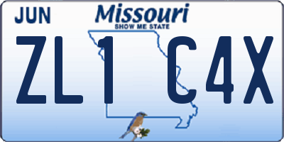 MO license plate ZL1C4X