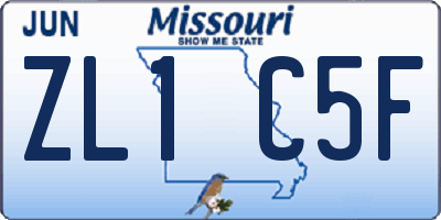 MO license plate ZL1C5F