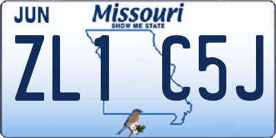MO license plate ZL1C5J