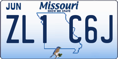 MO license plate ZL1C6J