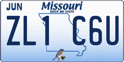 MO license plate ZL1C6U