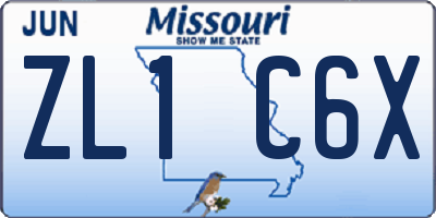 MO license plate ZL1C6X