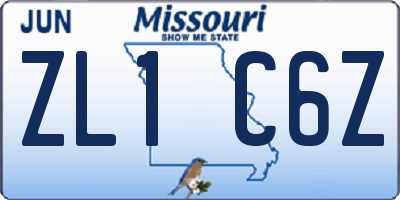 MO license plate ZL1C6Z