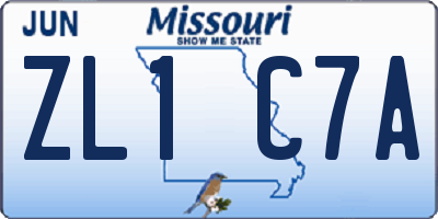 MO license plate ZL1C7A