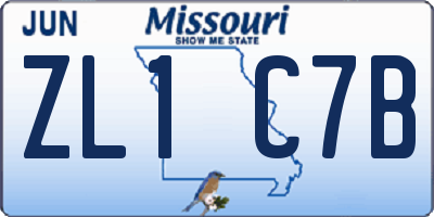 MO license plate ZL1C7B