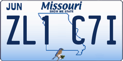 MO license plate ZL1C7I