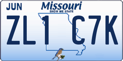MO license plate ZL1C7K