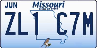 MO license plate ZL1C7M