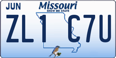 MO license plate ZL1C7U