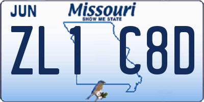 MO license plate ZL1C8D