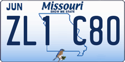 MO license plate ZL1C8O