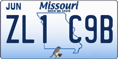 MO license plate ZL1C9B