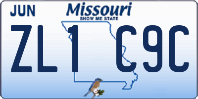 MO license plate ZL1C9C