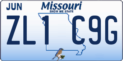 MO license plate ZL1C9G