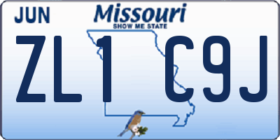 MO license plate ZL1C9J