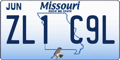 MO license plate ZL1C9L
