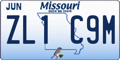 MO license plate ZL1C9M