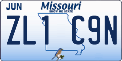 MO license plate ZL1C9N