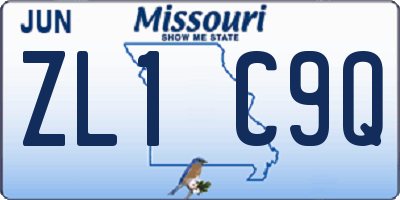 MO license plate ZL1C9Q