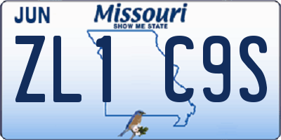 MO license plate ZL1C9S