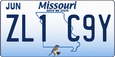 MO license plate ZL1C9Y
