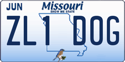 MO license plate ZL1D0G