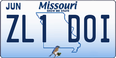 MO license plate ZL1D0I