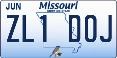 MO license plate ZL1D0J