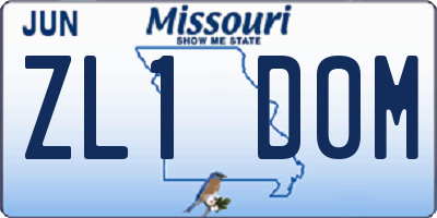 MO license plate ZL1D0M