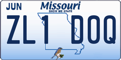 MO license plate ZL1D0Q