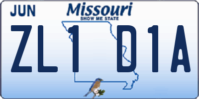 MO license plate ZL1D1A