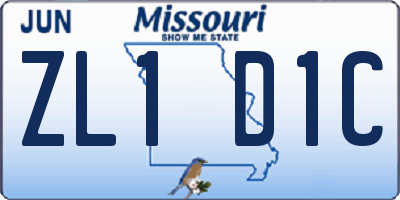 MO license plate ZL1D1C
