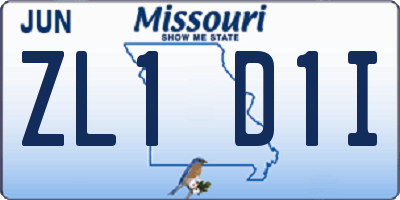 MO license plate ZL1D1I