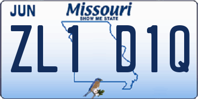 MO license plate ZL1D1Q