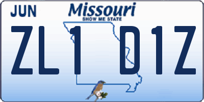 MO license plate ZL1D1Z