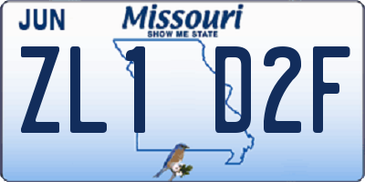 MO license plate ZL1D2F