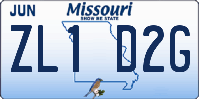 MO license plate ZL1D2G