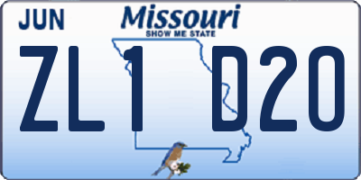 MO license plate ZL1D2O