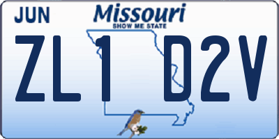 MO license plate ZL1D2V